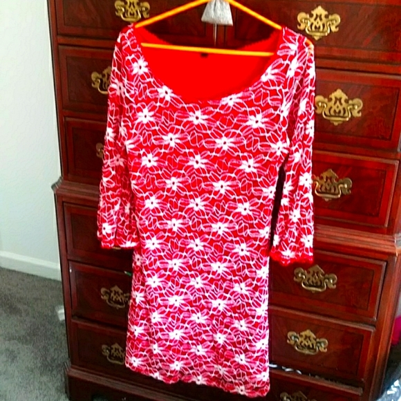 Red Floral Embroidered Dress